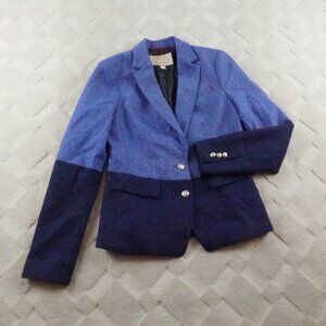 Banana Republic Tweed Blazer Jacket Womens 2 Two Tone Blue Formal Preppy